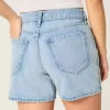 Low-Rise Medium Wash Baggy Denim Shorts 5″