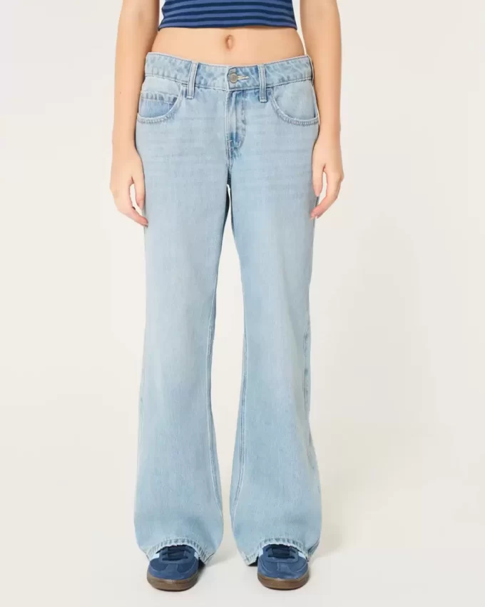 Low-Rise Medium Wash Baggy Jeans