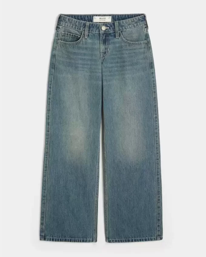 Low-Rise Medium Wash Baggy Jeans