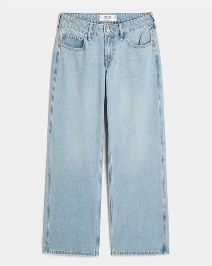 Low-Rise Medium Wash Baggy Jeans