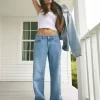 Low-Rise Medium Wash Baggy Jeans