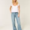 Low-Rise Medium Wash Butterfly Graphic Baggy Jeans