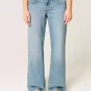 Low-Rise Medium Wash Butterfly Graphic Baggy Jeans