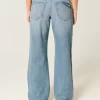 Low-Rise Medium Wash Butterfly Graphic Baggy Jeans