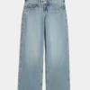 Low-Rise Medium Wash Butterfly Graphic Baggy Jeans