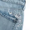 Low-Rise Medium Wash Butterfly Graphic Baggy Jeans