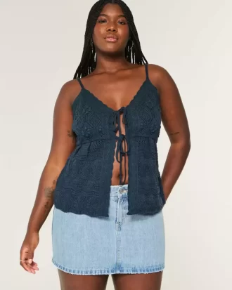 Low-Rise Medium Wash Denim Mini Skort