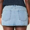 Low-Rise Medium Wash Denim Mini Skort