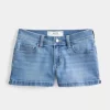 Low-Rise Medium Wash Denim Shortie Shorts