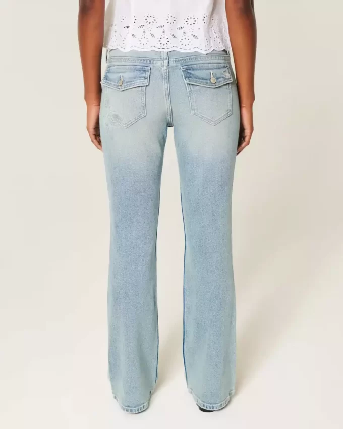 Low-Rise Medium Wash Embroidered Butterfly Bootcut Jeans