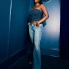 Low-Rise Medium Wash Embroidered Florals Bootcut Jeans