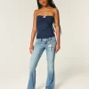 Low-Rise Medium Wash Embroidered Florals Bootcut Jeans