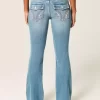 Low-Rise Medium Wash Embroidered Florals Bootcut Jeans