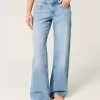 Low-Rise Medium Wash Floral Embroidery Baggy Jeans