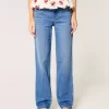 Low-Rise Medium Wash Loose Jeans