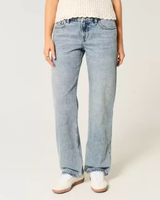 Low-Rise Medium Wash Loose Jeans
