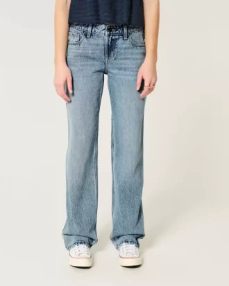 Low-Rise Medium Wash Loose Jeans