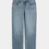 Low-Rise Medium Wash Loose Jeans