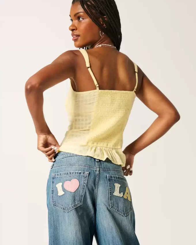 Low-Rise Medium Wash Los Angeles Graphic Baggy Jeans