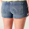 Low-Rise Medium Wash Shortie Shorts