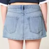 Low-Rise Medium Wash Star Applique Denim Mini Skort