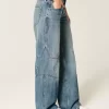 Low-Rise Medium Wash Star Graphic Baggy Jeans