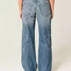 Low-Rise Medium Wash Star Graphic Baggy Jeans