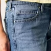 Low-Rise Medium Wash Studded Hearts Baggy Jeans
