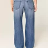 Low-Rise Medium Wash Studded Hearts Baggy Jeans