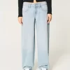 Low-Rise Medium Wash Tapered Baggy Jeans