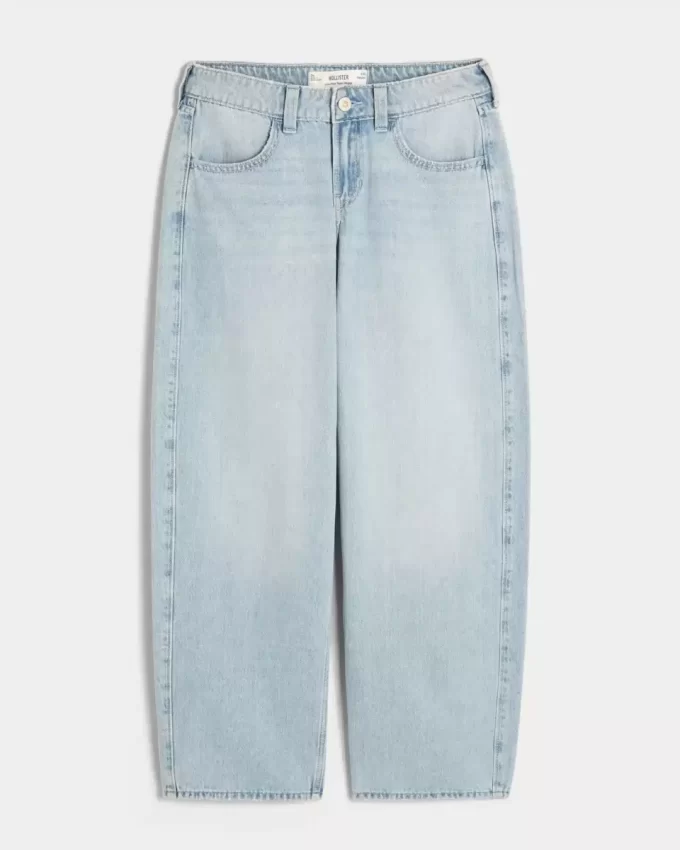 Low-Rise Medium Wash Tapered Baggy Jeans