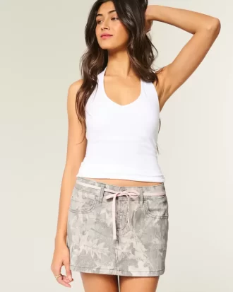 Low-Rise Pink Shoelace Camo Mini Skort