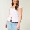 Low-Rise Railroad Stripe Denim Mini Skort