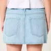 Low-Rise Railroad Stripe Denim Mini Skort