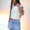 Low-Rise Ripped Dark Wash Denim Mini Skort