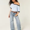 Low-Rise Ripped Light Wash Baggy Jeans