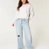 Low-Rise Ripped Light Wash Baggy Jeans