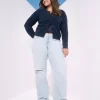 Low-Rise Ripped Light Wash Baggy Jeans