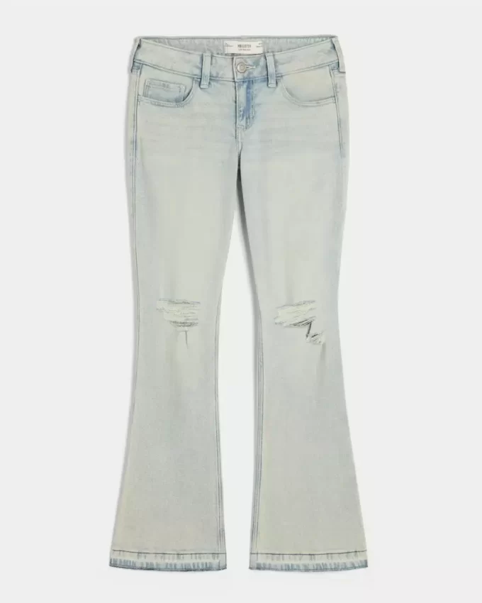 Low-Rise Ripped Light Wash Bootcut Jeans