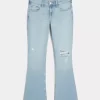 Low-Rise Ripped Light Wash Embroidered Bootcut Jeans