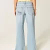 Low-Rise Ripped Light Wash Graphic Baggy Jeans