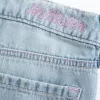 Low-Rise Ripped Light Wash Graphic Baggy Jeans