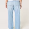 Low-Rise Ripped Light Wash Relaxed Straight Jeans