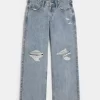 Low-Rise Ripped Medium Wash Baggy Jeans