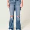 Low-Rise Ripped Medium Wash Bootcut Jeans