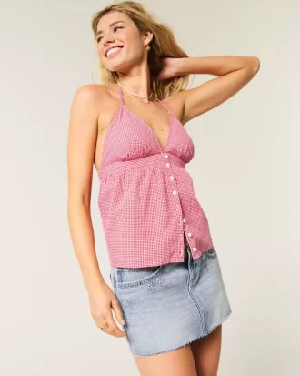 Low-Rise Star Embroidered Denim Mini Skort