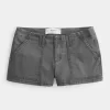 Low-Rise Twill Shortie Shorts