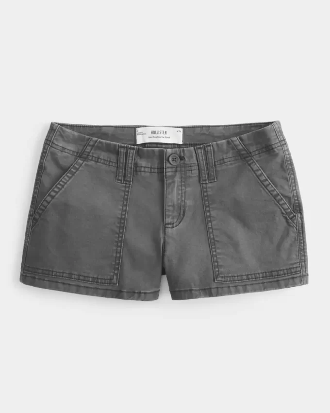 Low-Rise Twill Shortie Shorts