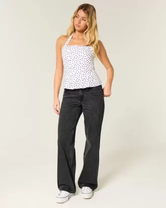 Low-Rise Washed Black Baggy Jeans