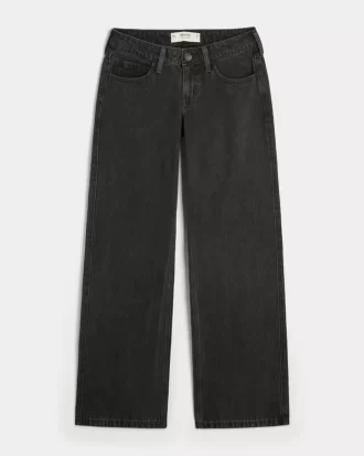 Low-Rise Washed Black Baggy Jeans